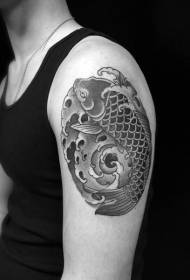 დიდი მკლავი იაპონური ტრადიციული შავი squid spray tattoo ნიმუში