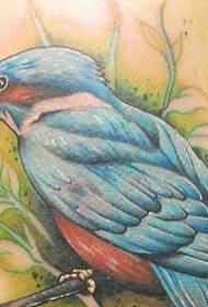 Liels skaists zilo putnu tetovējuma raksts