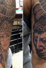 Arm krásný kmenový muž portrét a socha tetování vzor