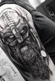 Big arm huge black mystery warrior tattoo pattern