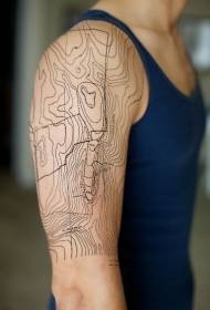 Grande bracciu massiccia neri linii realiste mudellu di tatuaggi di mappa