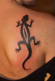 Modello tatuaggio tatuaggio lucertola strisciante nero posteriore