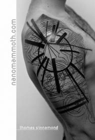 Ramię czarne linie abstrakcyjny wzór tatuażu osobowości