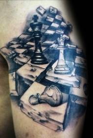 דפוס קעקוע שחמט מגניב בזרוע גדולה