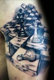 Fantastico tatuaggio a scacchi con grande braccio