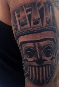 Arm black tribal mask tattoo pattern