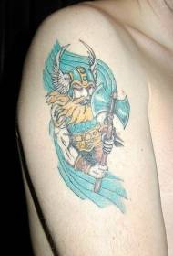 Grande braço pintado asa capacete viking guerreiro tatuagem padrão