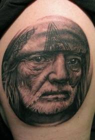 Ručna klasična crno siva boja muškarac portret tetovaža uzorak