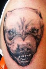 Iso käsivarsi aggressiivinen koiran pään tatuointikuvio