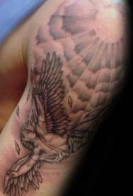 Grouss schwaarz Äschen Icarus a Sonn Tattoo Muster
