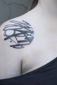 Patrón de tatuaje de línea abstracta negra redonda de hombro