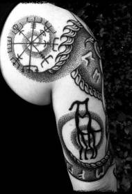 Modello di tatuaggio totem tribale nero stile puntura di spalla