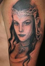 Paže prsteň princezná elf princezná portrét tetovanie vzor