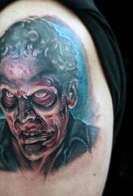 Veľké rameno strašidelné farebné zombie muž portrét tetovanie vzor