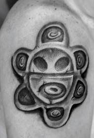 Modello di tatuaggio di statua antica in bianco e nero stile scultura di pietra di spalla