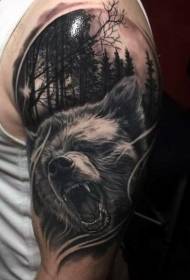 Motif de tatouage tête de forêt noire très réaliste