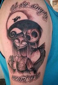 Crtani sivi crni sivi stil zombi nevjesta lik tetovaža uzorak