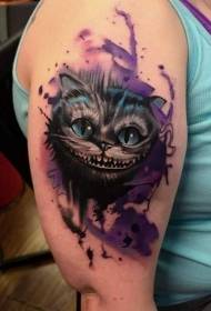 ຮູບແບບ tattoo cat Caichashire ທີ່ ໜ້າ ປະທັບໃຈໃຫຍ່