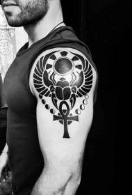Velký ramen tribal styl černý kříž tetování vzor