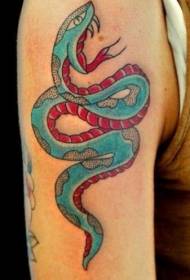 Didelis mėlynos gyvatės tatuiruotės modelis