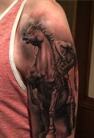 Svart och grå stil otroligt tatuering mönster för warhorse