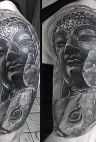 Grande braccio intagliato in pietra stile nero grande come modello di tatuaggio statua di Buddha