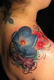 Плече барвисті квіткові татуювання візерунок