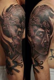 ʻO ka lima ākea keʻeleʻele hina pōleʻa kāhili clown statue tattoo pattern
