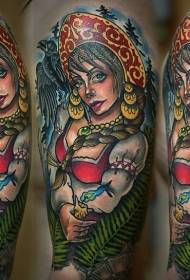 Braço grande ilustração estilo floresta beleza tatuagem padrão