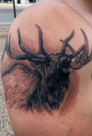 Tattoo ғайричашмдошт сиёҳ elk сиёҳ дар китфи