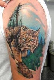 Storarm otroligt målad realistisk wildcat tatuering mönster