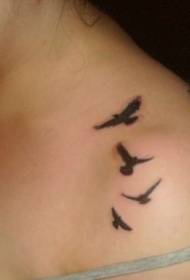 Lány váll fekete madár tetoválás minta