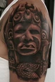 Crno-bijeli uzorak tetovaže statue velike arm aztečke stilove