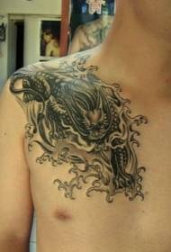 Scary τατουάζ μοτίβο ώμου μαύρο δράκο