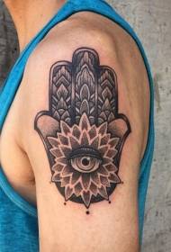 Big arm beautiful point thorns Fatima hand tattoo pattern