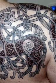 Half 'n Keltiese knoop leeu totem tattoo patroon