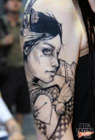 Dakong estilo sa skema sa itom nga bukton nga adunay sumbanan nga tattoo sa pin