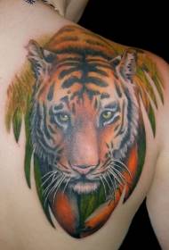 Modeli i tatuazhit me kokë tigri me ngjyrë të pasme