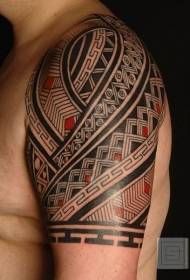 Lub xub pwg dub thiab xim liab Maori totem tattoo qauv