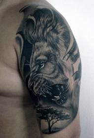 Naoružava divan crno sivi lav uzorak i uzorak tetovaže