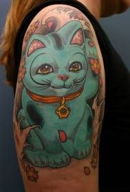 Fantastico tatuaggio colorato simpatico braccio fortunato a braccio grande