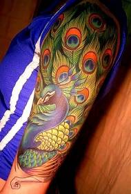 Model de tatuaj de păun cu culoarea brațului mare