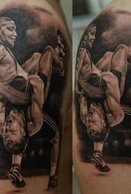 大臂黑灰色摔跤運動員運動員戰鬥紋身圖案
