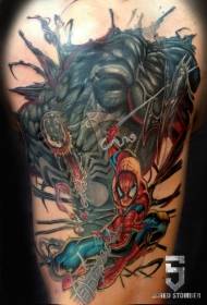 Braço grande dos desenhos animados cor homem-aranha e veneno tatuagem padrão