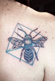 Zadní geometrický symbol a hmyz tetování vzor