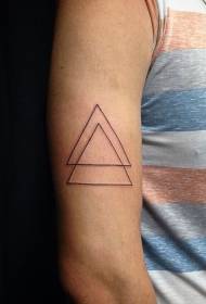 Braccio due collegati modello di tatuaggio triangolo linea nera