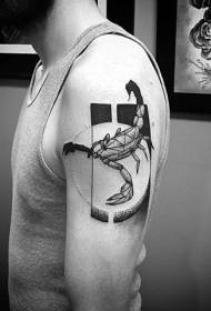 Рука черная точка шипы геометрический творческий рисунок татуировки