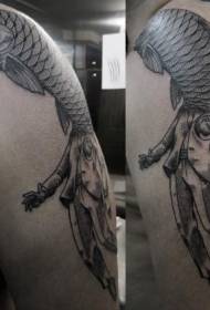 Makina akuda masitayilo akuda a squid mutu ndi mtundu wa tattoo