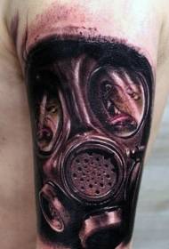 Splendida maschera antigas nera a braccio grande con motivo a tatuaggio di cane