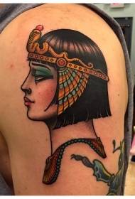 古い学校の大きな腕エジプトの女性の色のタトゥーパターン
